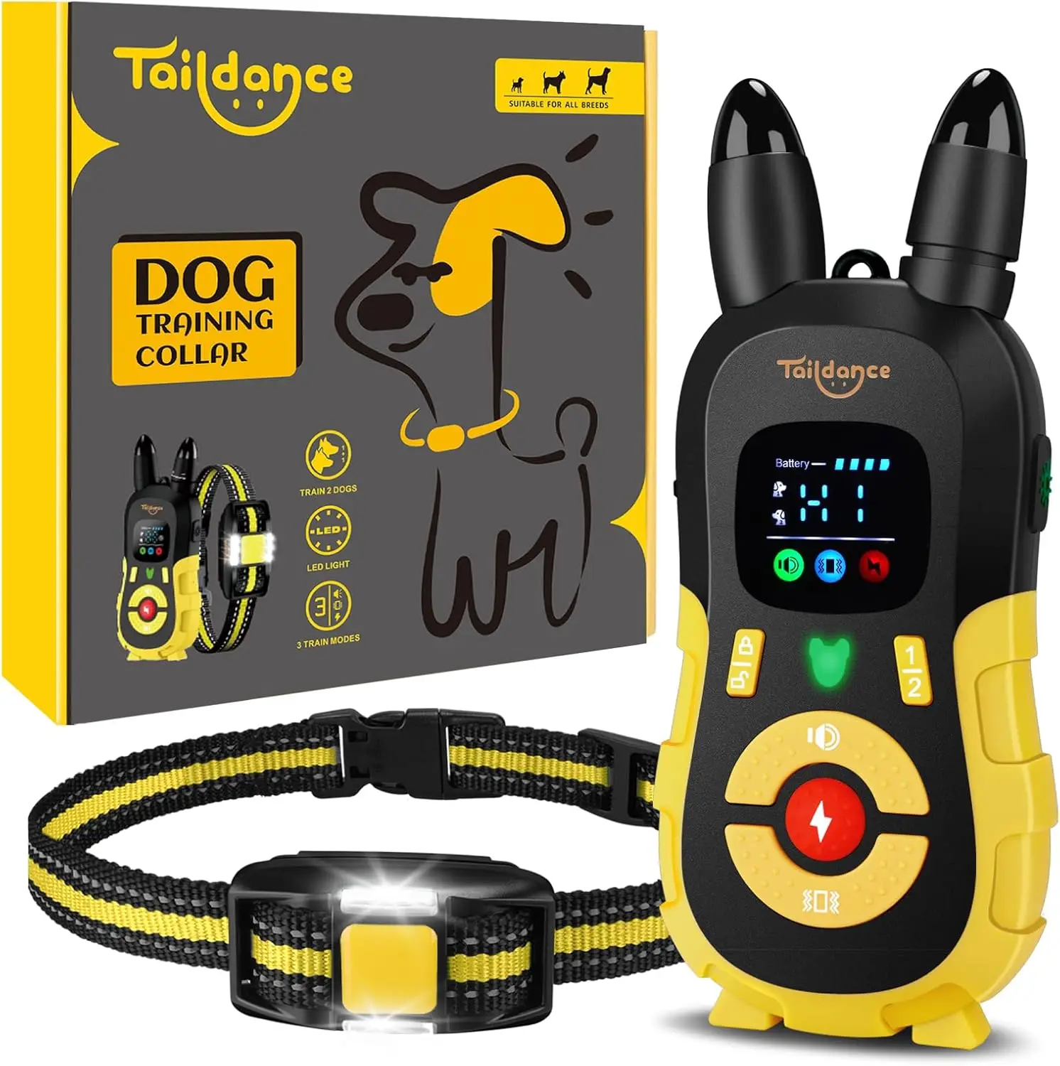 

2026 New,Shock Collar for Dogs with 3300FT Remote (15-150lbs), Light for Night Walks, IP67 Waterproof, 124 Training Levels