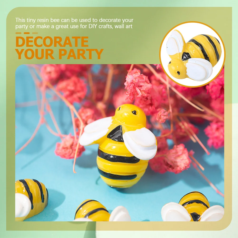 50pcs Mini Bee Ornaments Resin Charms For Diy Crafts Phone Case Decor Photo Frame Wall Art Craft Making Accessories