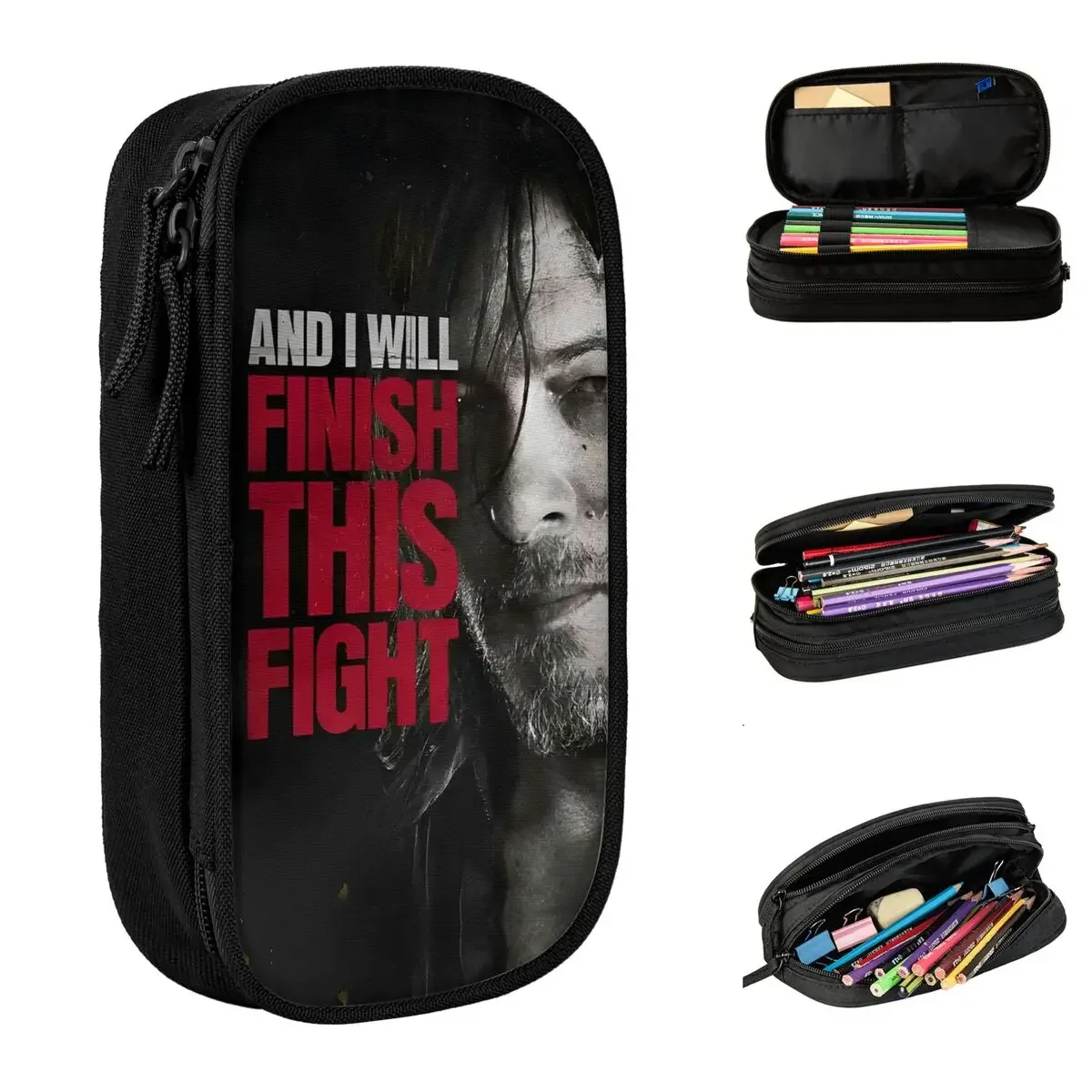 

Daryl Dixon The Walking Dead Pencil Cases Lovely Pen Holder Bags Student Big Capacity Students School Zipper Pencilcases