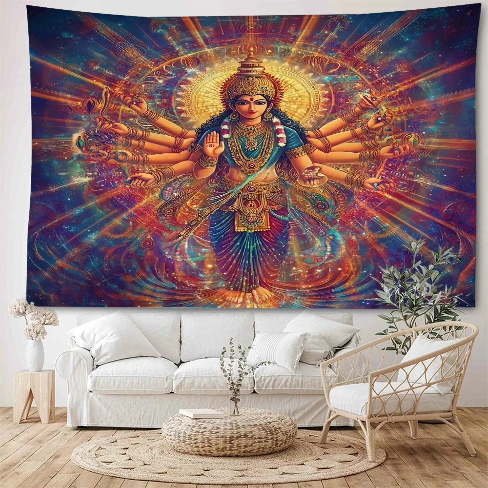 Sixteen Finger Goddess Yoga Meditation Ancient Mythology Goddess Background Decoration Tapestry Home Background Decoration