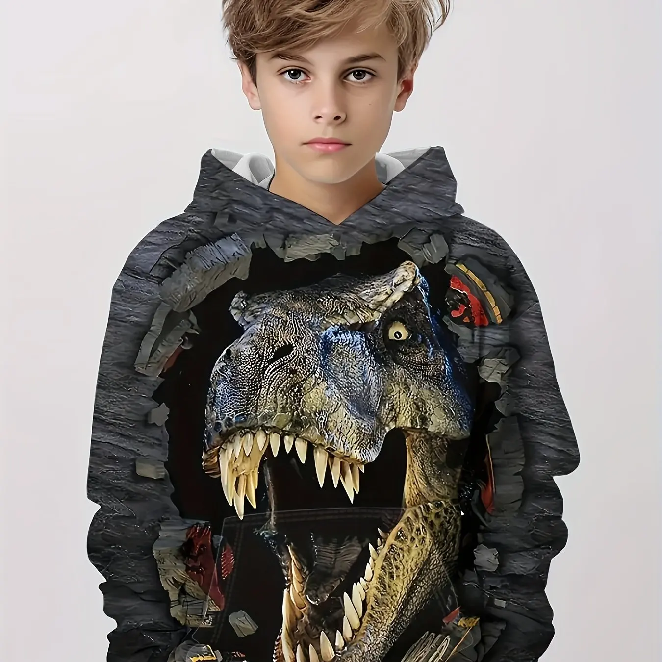 Children\'s Clothing Hoodies Kids Clothes Boy Children Top Long Sleeve Cartoon Dinosaurs Print Spring And Autumn Outdoor Clothes