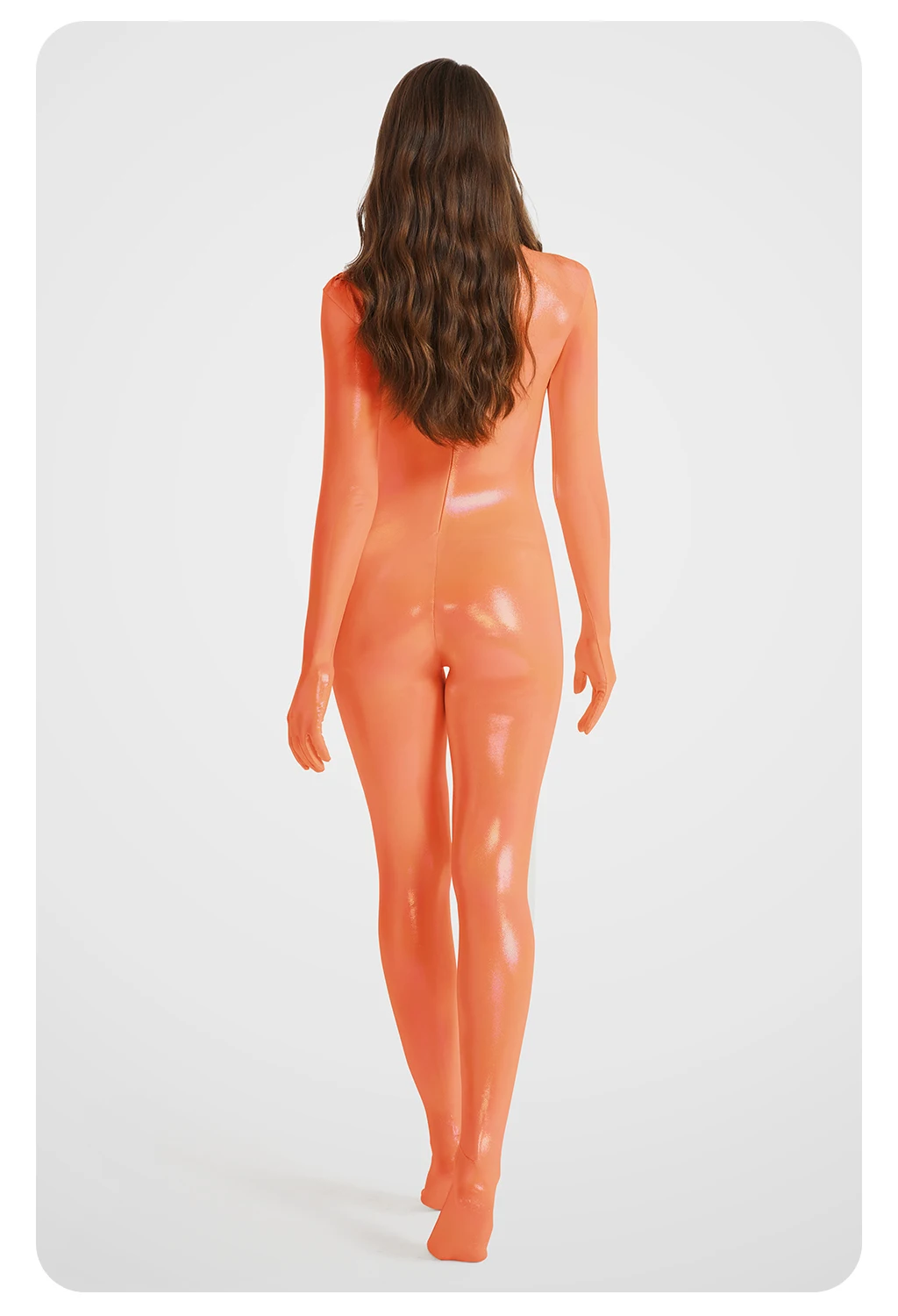 sexy women gradient color gloss Zentai Shiny smooth soft Yoga Rear zipper bodysuit shapewear Role playing Jumpsuits Catsuits image 6