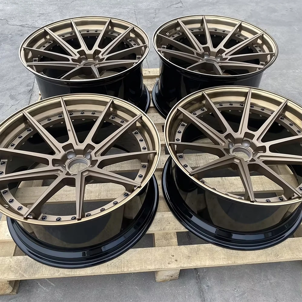鍛造レーシングカーホイール 20 21 22 24 26インチ カスタム ブラッシュドブロンズリップ BMW用リム 5x112 5x120 2ピースホイール