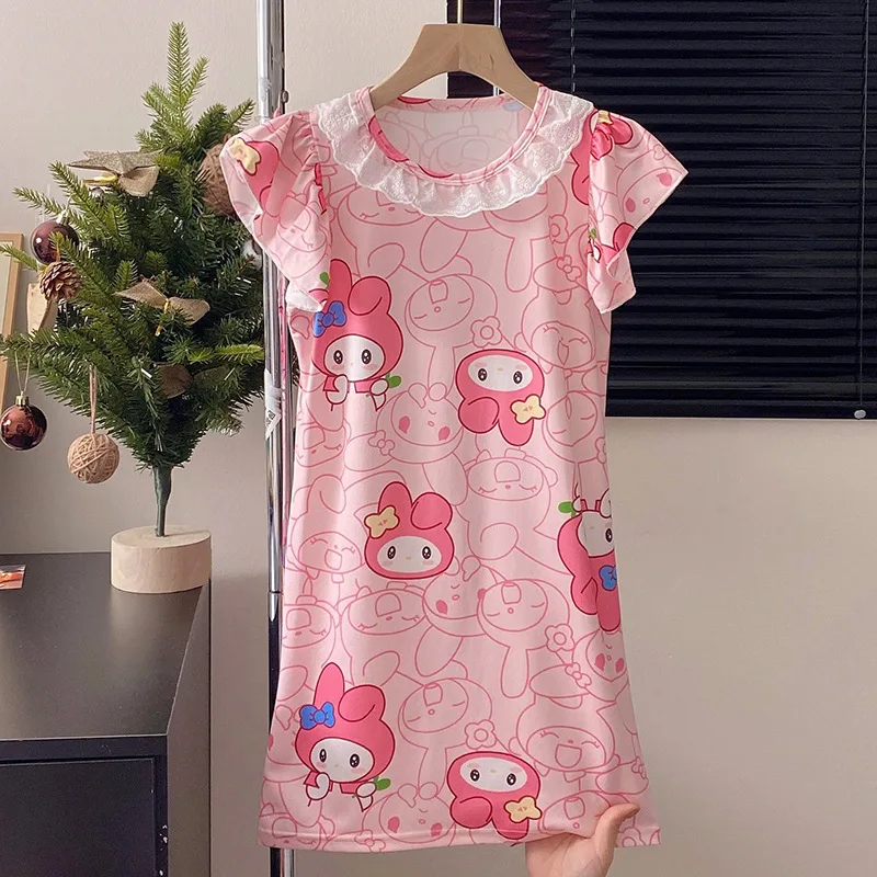 

Kawaii Kuromis Children's Pajamas Nightdress Girls' Blanket Sleepers Summer New Short Sleeve Clothing Loungewear Thin Home Wear