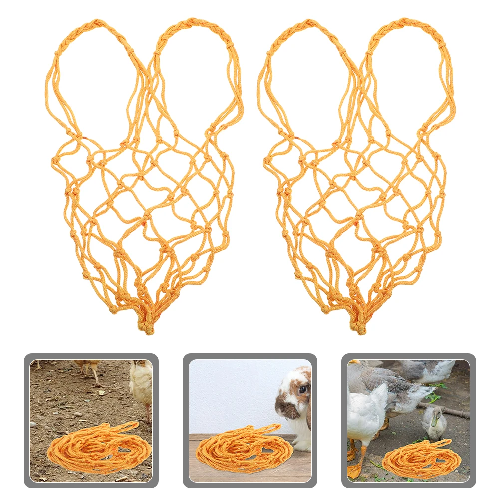 

2Pcs Hanging Hay Feeder Net for Livestock Heavy Duty Nylon Mesh Slow Feeding Bag Goats Sheep Reindeer Outdoor Stable