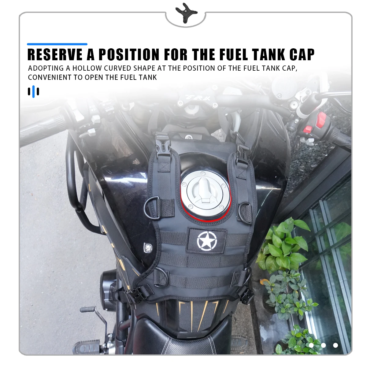 

1x мотоциклетная сумка для топливного бака, базовый жилет, портативные сумки для мотоциклетного бака, монтажный комплект для универсального внедорожного топливного бака для мотоцикла