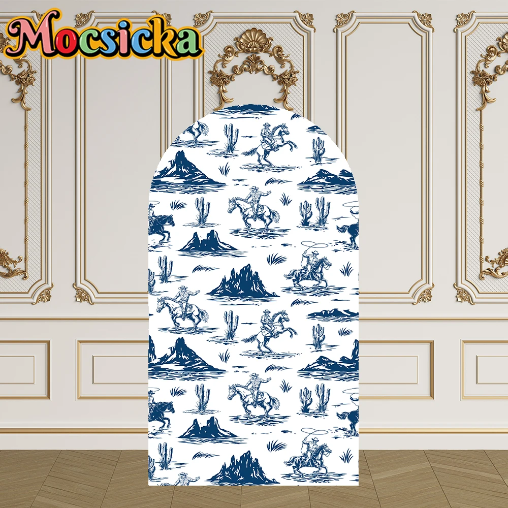 Mocsicka 2 ด้าน Arch ฝาครอบ Little CowBoy Is On The Way ตกแต่งฉากหลัง Baby Shower Arch ผนังเด็ก 1st Birthday Party