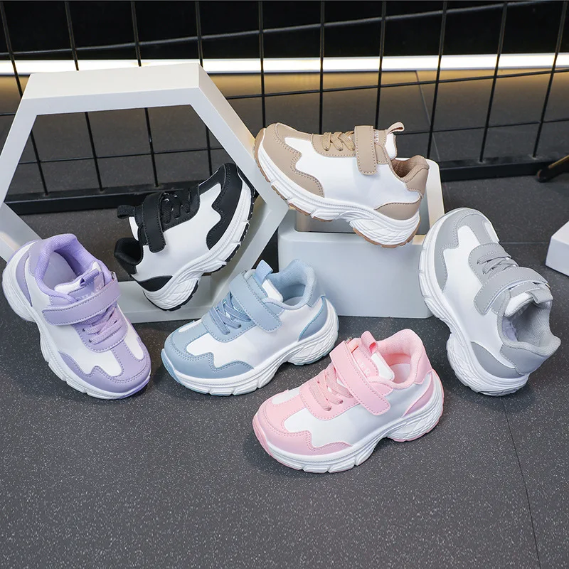 

2025 Spring and Autumn New Boys' and Girls' Shoes Children's Sports Shoes Waterproof Leather Baby Students Low-top Casual Shoes