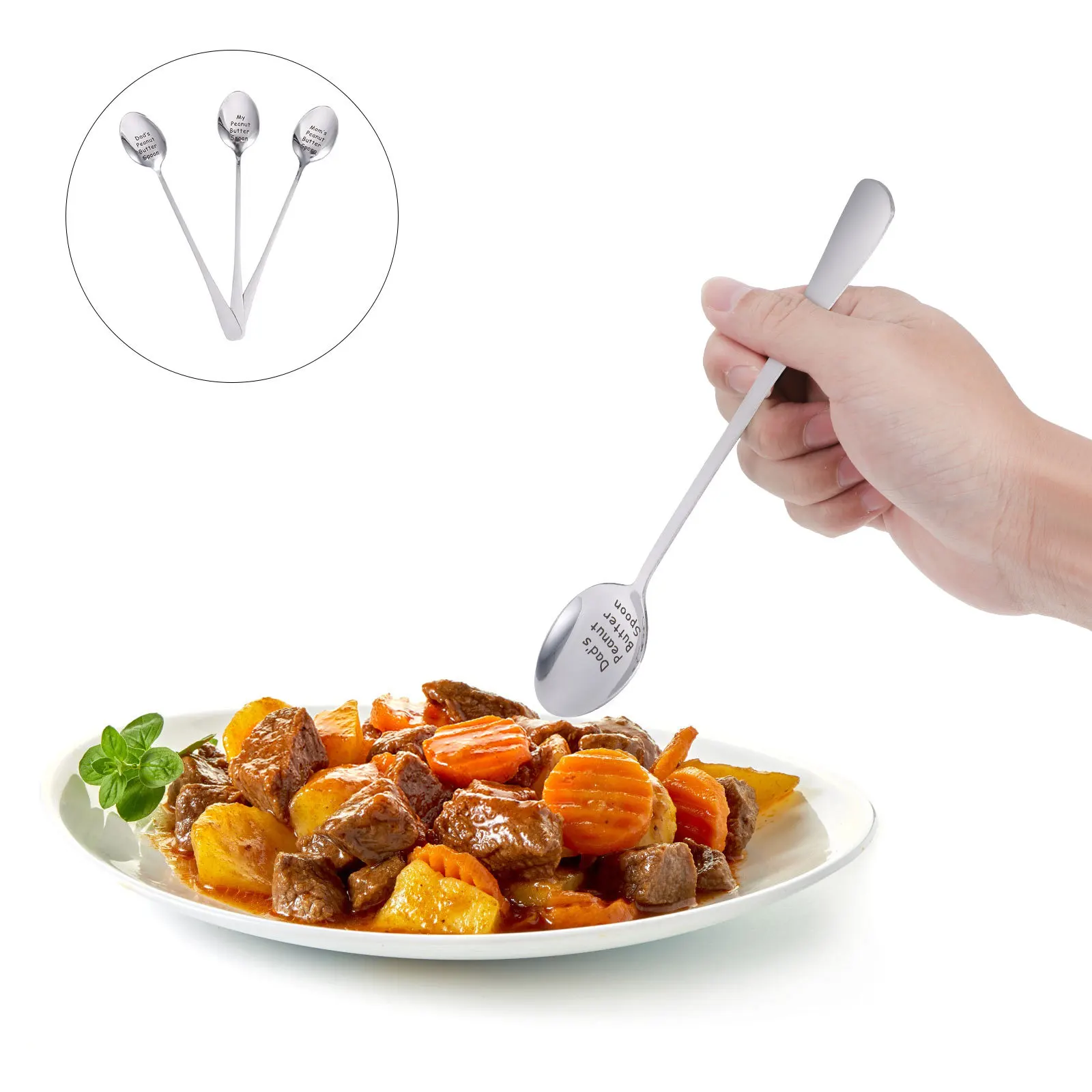 

3pcs Stainless Steel Soup Spoons Tableware Long Handle Spoon for Family Banquet Party Dining Home Warming Gift