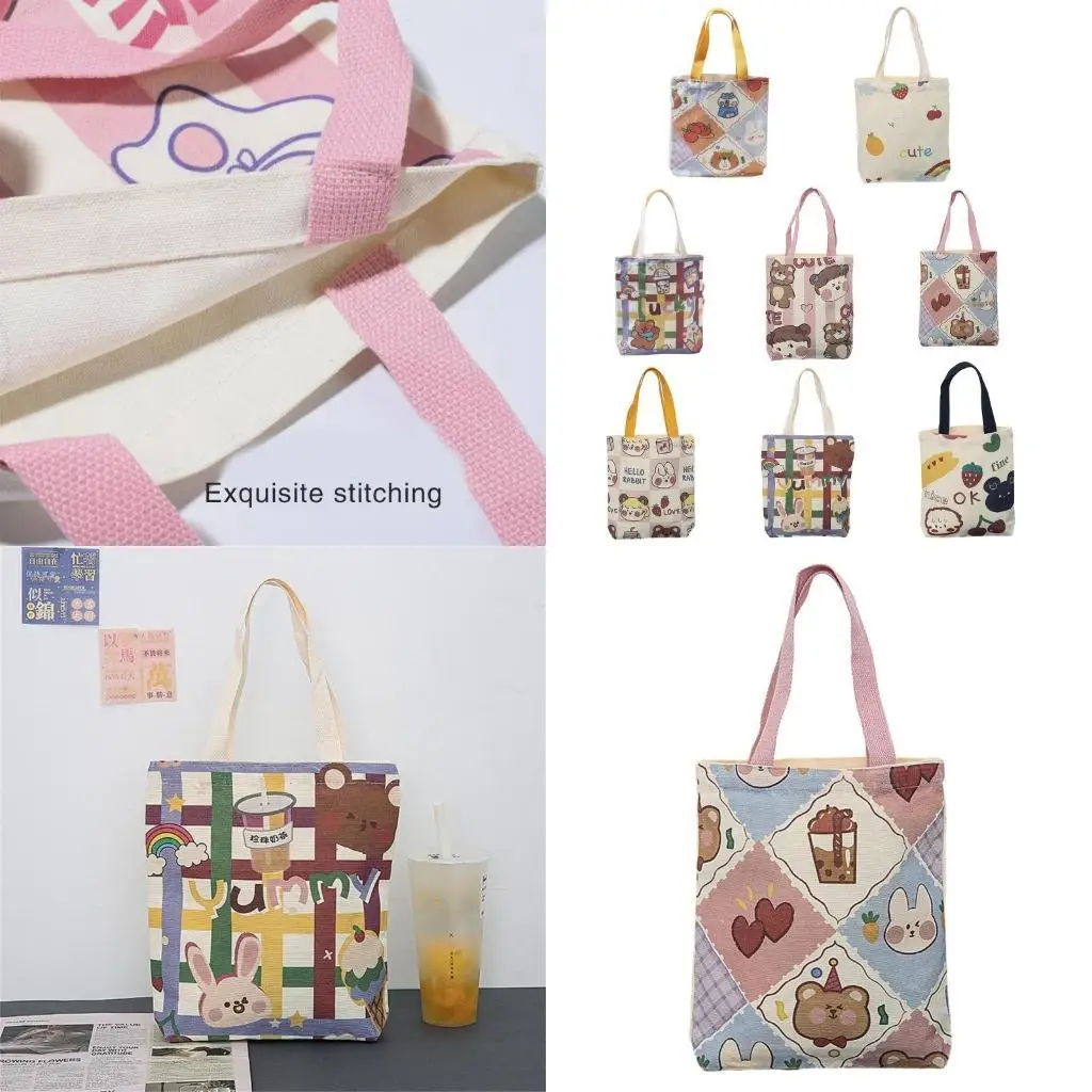 

D46D 2023 Tote Bag Versatile Canvas Shopping Bag Handbag Cartoon Trendy Bag