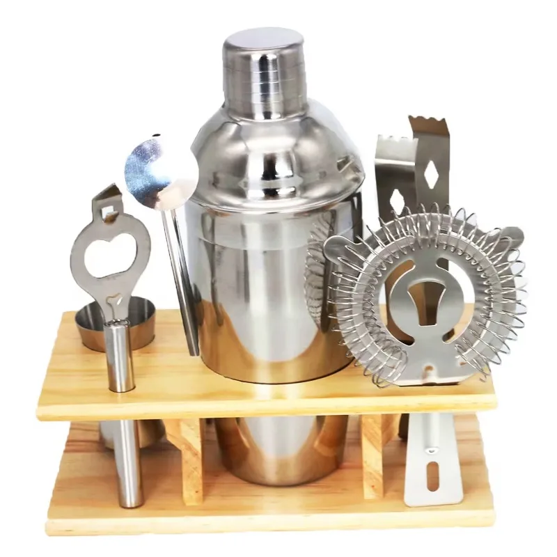 7Pcs Compact Stainless Steel Cocktail Shaker Bar Kit With Display Stand Complete Mix Tools For Daily  Cocktail Making H