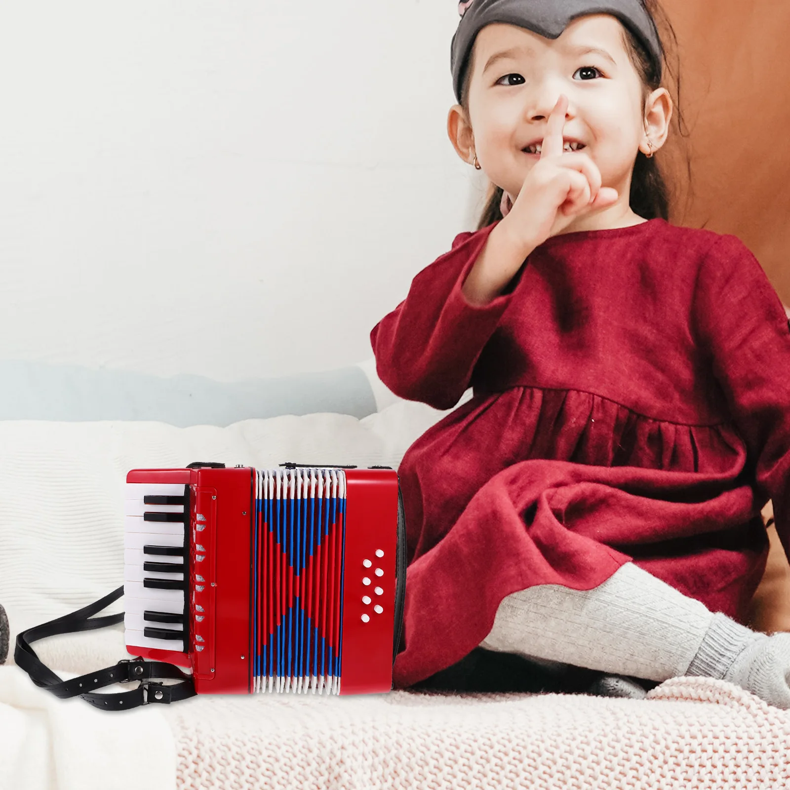 

Plastic Accordion Kids Red Beginner Plastic Accordion Student Toy Small Portable Practice Instrument Musical Learning