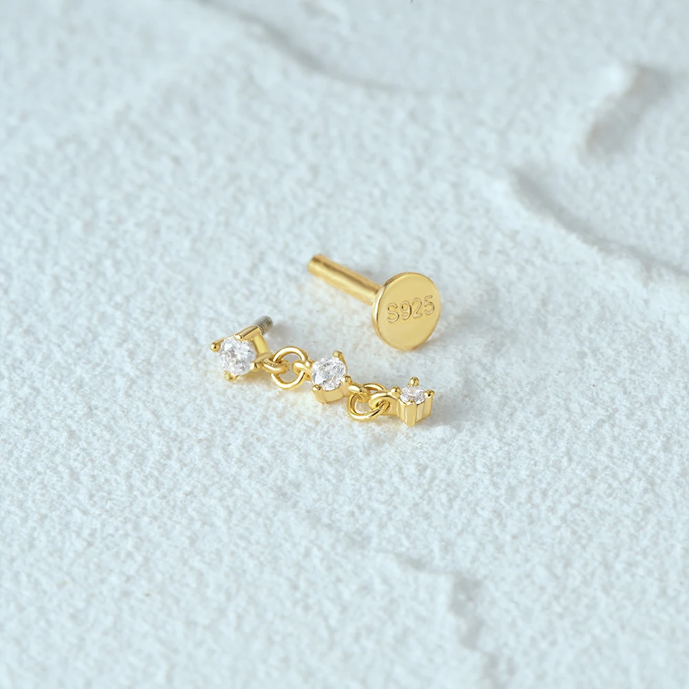 Aide 925 Sterling Silber 1pc Geometrie Multi Piercing Stud Ohrringe Für Frauen K Gold Einfache Elegante Quaste Schmuck Geschenk Pendiente – Detail 32