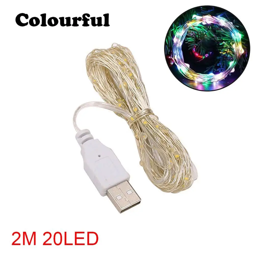 

USB LED String Light 1/2/3/5/10M White Colorful Fairy Light 5V Copper Silver Wire Garland Light