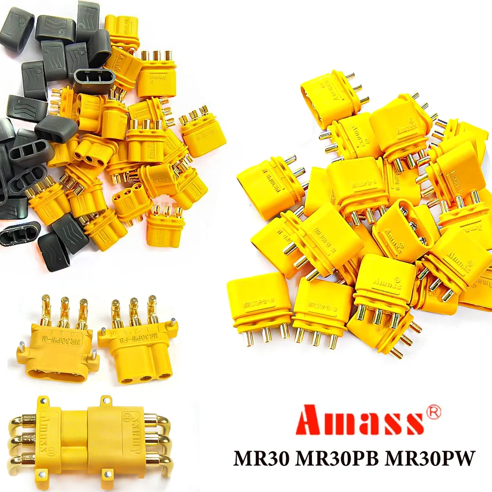 Amass MR30 MR30PB MR30PW Upgrade Stecker Männlich Weiblich Rundstecker Vergoldet Bananenstecker für RC Drone Zubehör