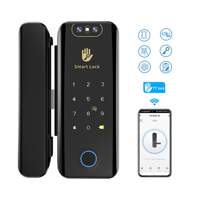 3D Facial Recognition Smart Glass Door Lock Fingerprint Keyless Quick Unlock TTLock APP Intelligent Frameless Framed Door Locks