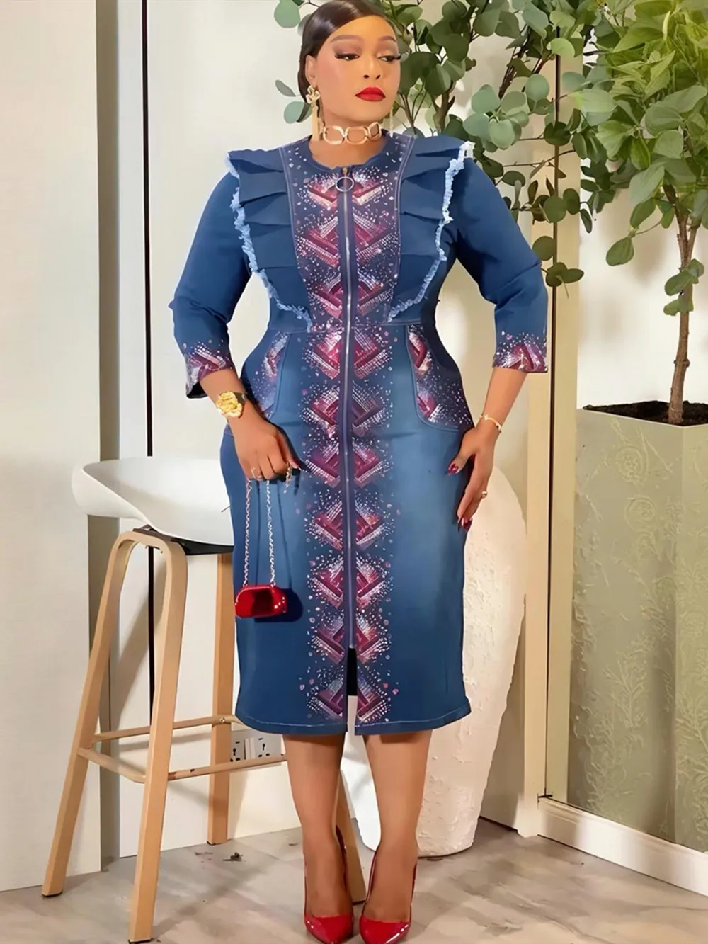

Elegant African Dresses for Women 2026 New Africa Clothing Plus Size Turkey Wedding Party Long Dress Dashiki Ankara Denim Robe