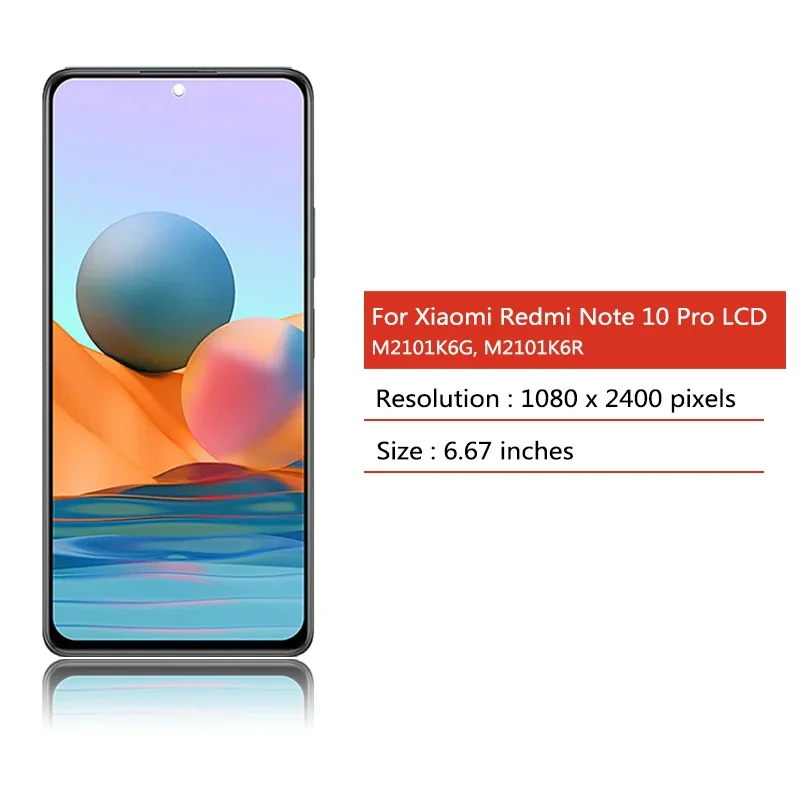 Pantalla LCD Super AMOLED para Xiaomi Redmi Note 10 Pro M2101K6G, digitalizador de pantalla táctil para Redmi Note 10 Pro, 10Pro, M2101K6R