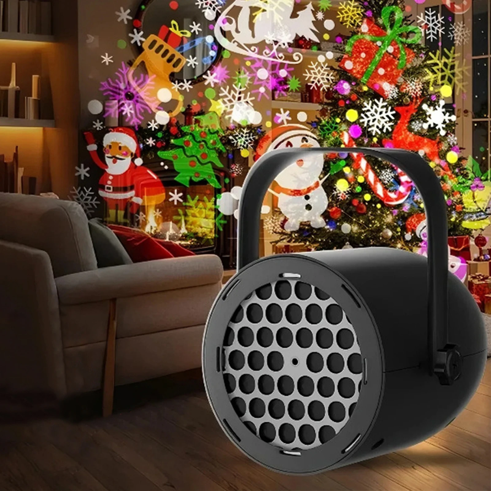 Christmas Projector Light 16 Pattern Rotating Snow Lamp 360 degree Xmas Dynamic White Snowflake Projector LED Snowfall Spotlight