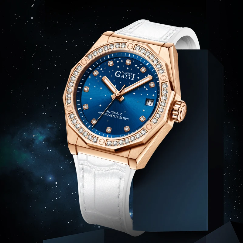 BONEST GATTI ساعة الزوجين زوج من هدايا عيد الحب لصديقات عيد ميلاد الساعات الميكانيكية الألمانية للرجال و ث #2