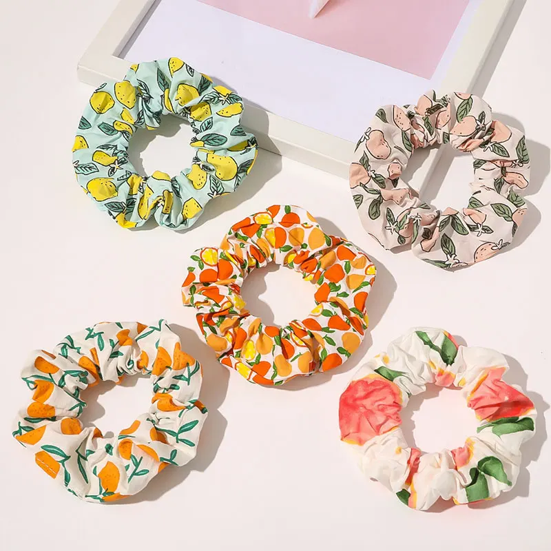 Sweet Avocado Lemon Fruit Print Scrunchies accessori per capelli per ragazze elastico per capelli elastico corda per capelli coreana fascette per