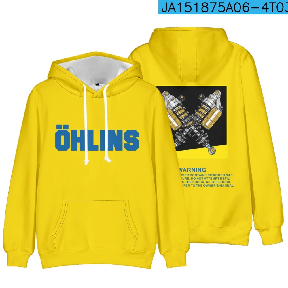 Ohlins printed yellow hoodie hooded sweatshirt loose and comfortable outdoor trend