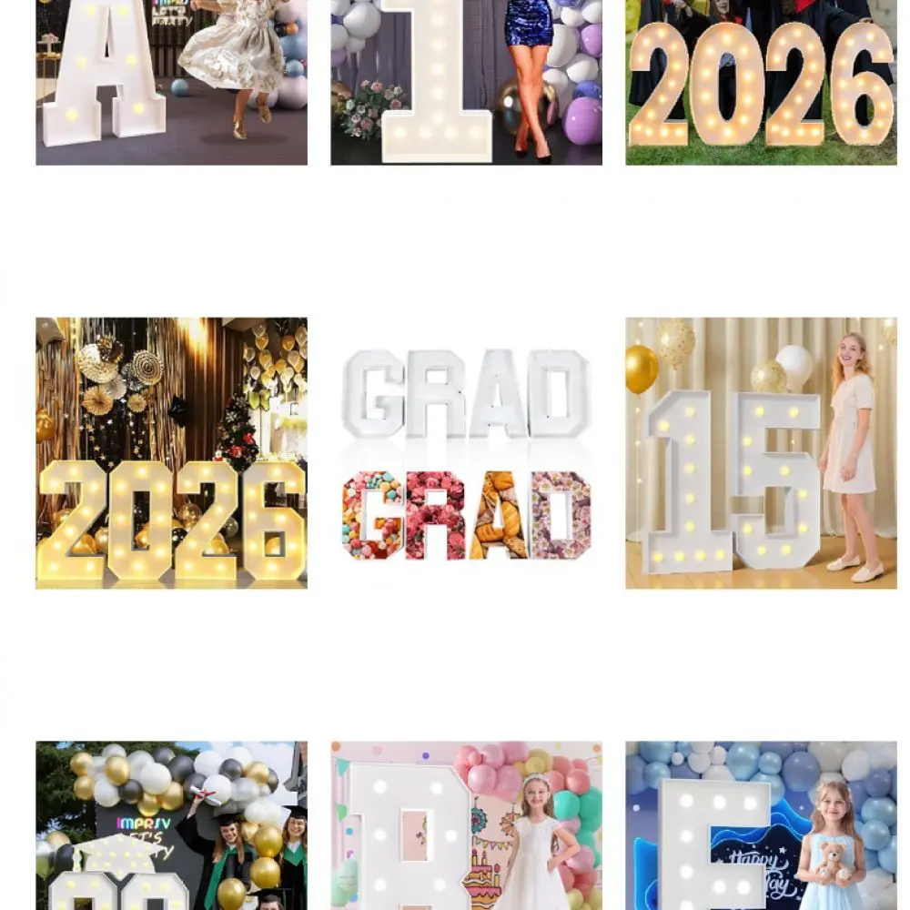 Giant LED Number Light Box Party Supplies Standing KT Board For Birthday Anniversary Graduation Celebration Photo Prop