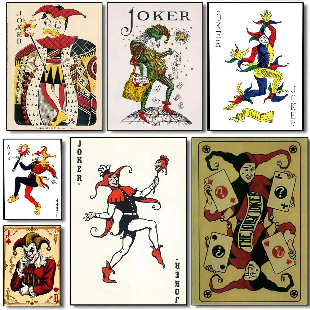 Classic Solitaire Joker Card Poster Decorative Wall Art Stickers Mural for Home Living Room Hallway Decor Gift