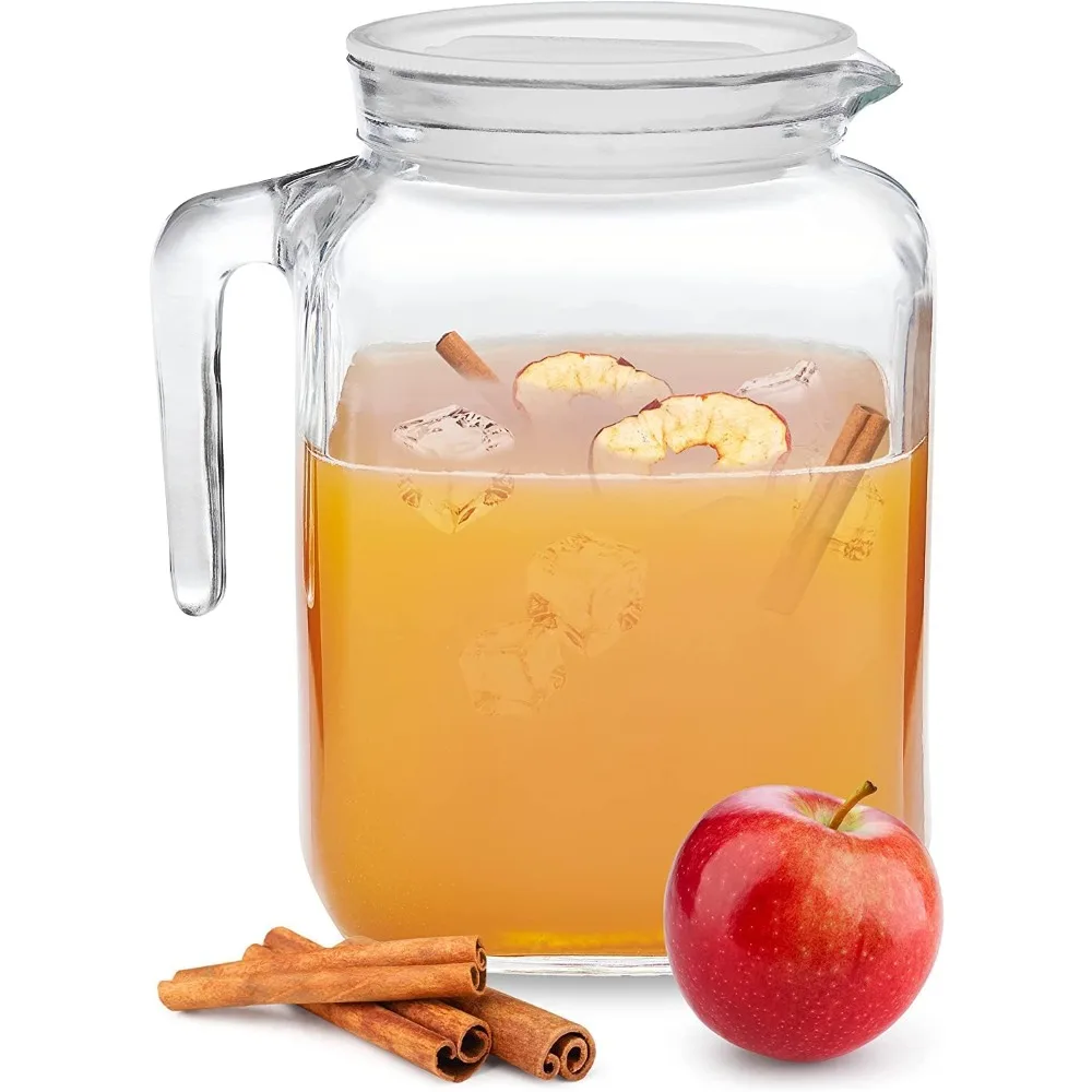 

Герметичный кувшин с крышкой и носиком [68 унций] для домашнего сока, чая со льдом или стеклянных бутылок с молоком, прозрачный
