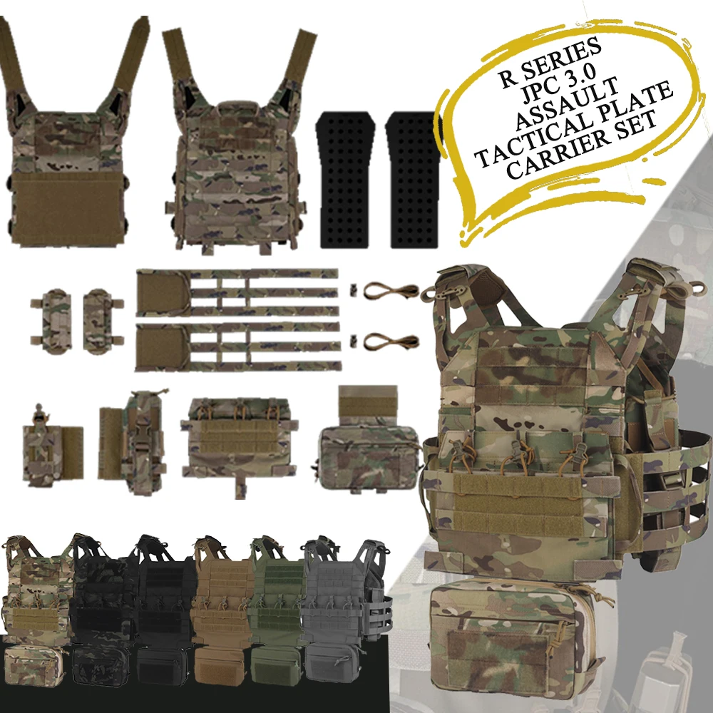 Tactical R Series JPC 3.0Assault Plate Carrier Sets Airsoft MOLLE Expansion Adjustable Vest CS Hunting Shooting Game Jungle Gear