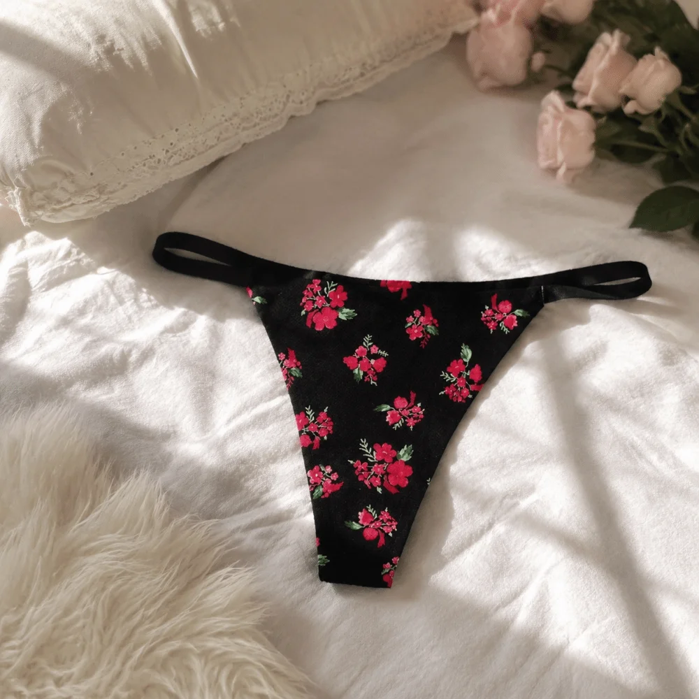 Embroidery Lips - Tangas Femininas Elegantes Sem Costura de