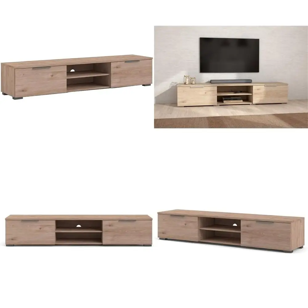 Mobile TV contemporaneo con contenitore in finitura Hickory, ispirato a Jackson