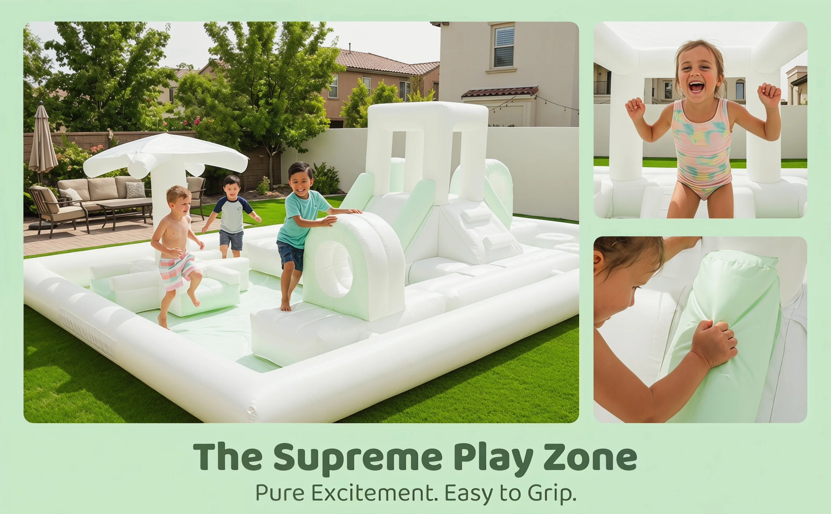 20ft Halloween Inflatable Obstacle Course Bounce House with Splash Pad Water Park, Commercial Soft Play Ball Pit Playground for Outdoor Yard Birthday Party Rental, Heavy Duty Ghost Pumpkin Decor Jumper