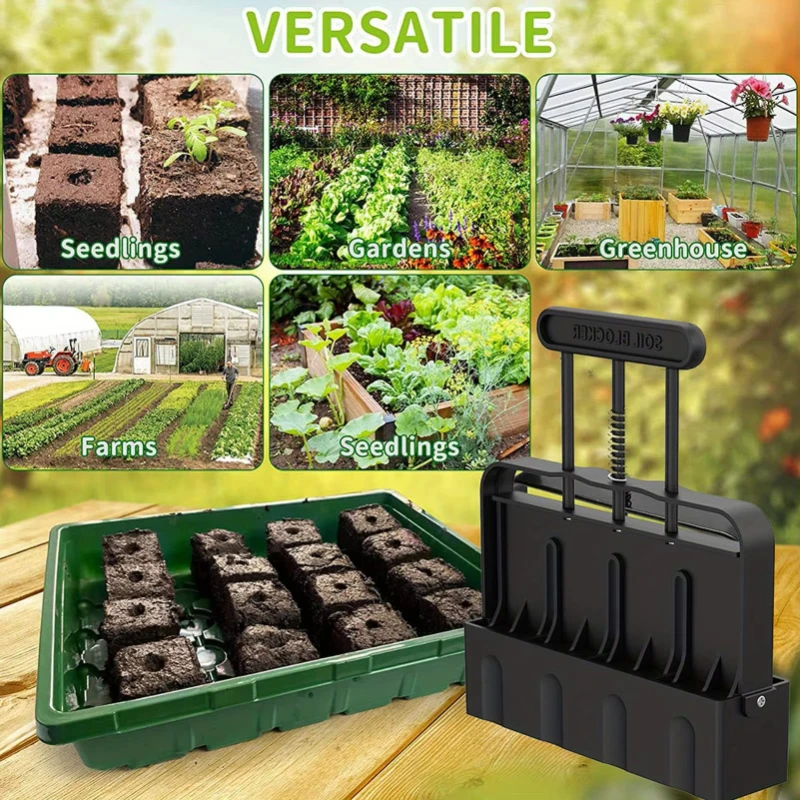 Fabricante de nubes de jardín manual, herramienta de plántulas de plástico duradero con 4 moldes cuadrados para jardinería interior y exterior