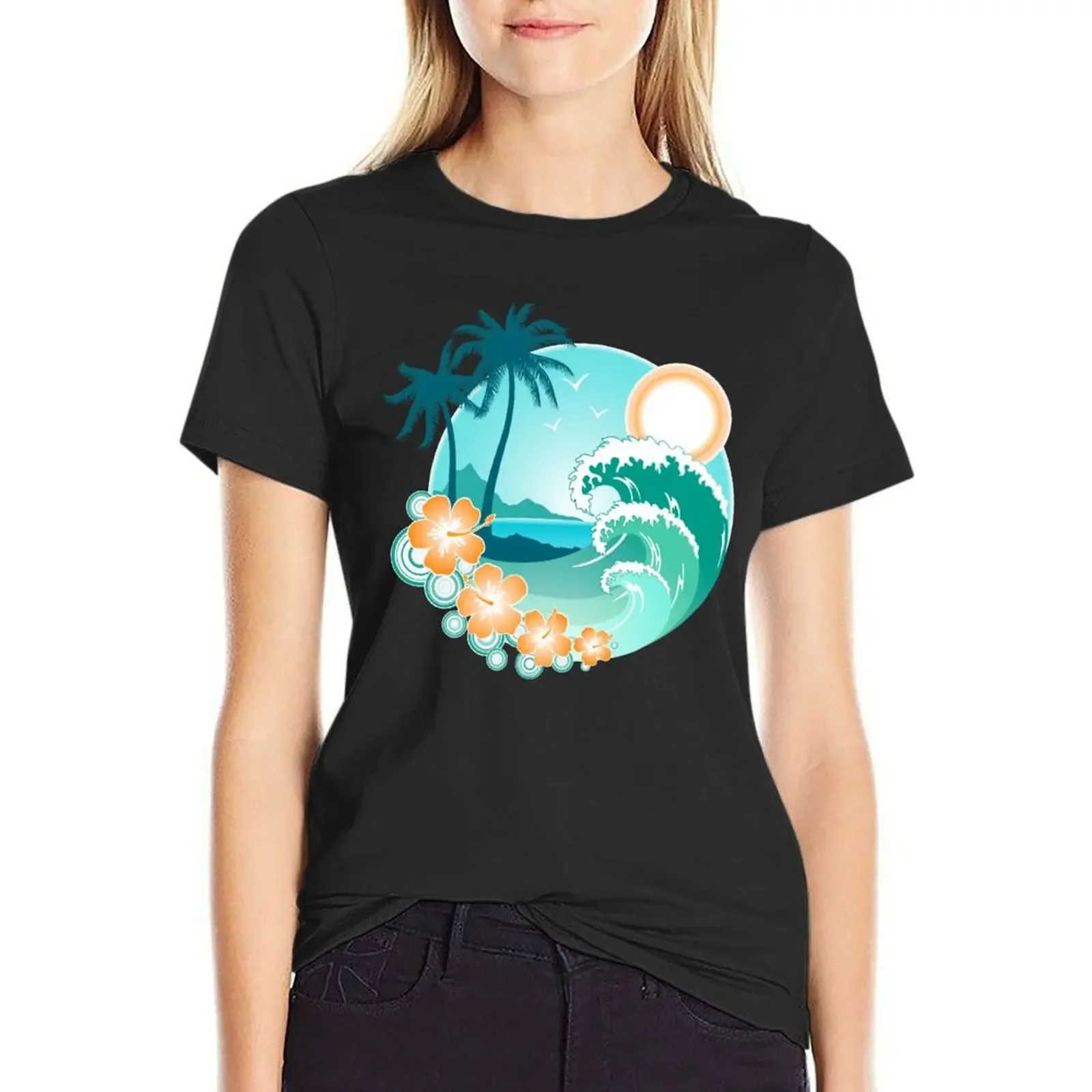 

Футболка с гавайским островом, футболки с рисунком, футболки с животным принтом, летние топы, белая футболка, платье для женщин, сексуальное