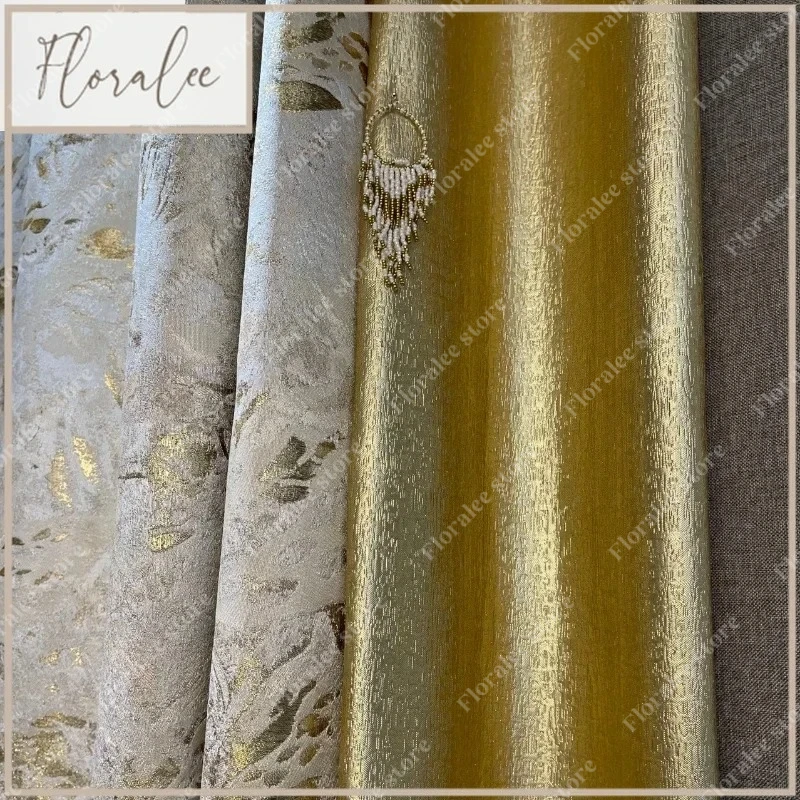

Cream Curtains For Living Dining Room Bedroom Champagne Gold Silk Thread Jacquard High Precision Modern Light Luxury Curtain