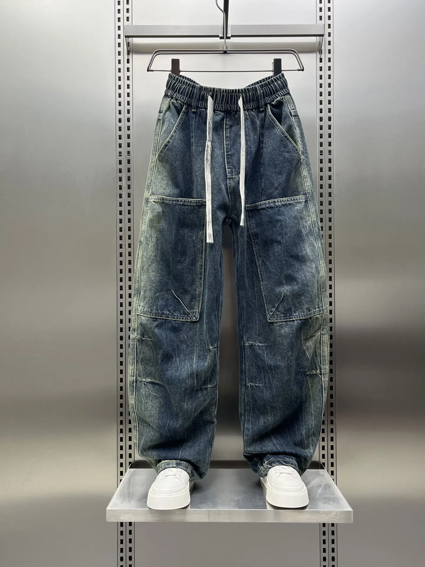 

Мужские джинсы Waed adient Color American Sle, повседневные свободные леггинсы, осень-зима, повседневные брюки в стиле ретро в стиле ретро