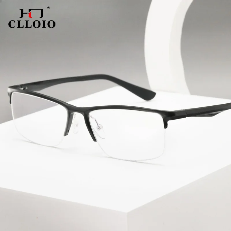 CLLOIO Classic Minimalist Business Lightweight Myopia Frame Men Durable Rectangle Optical Half Frame Customizable Prescription
