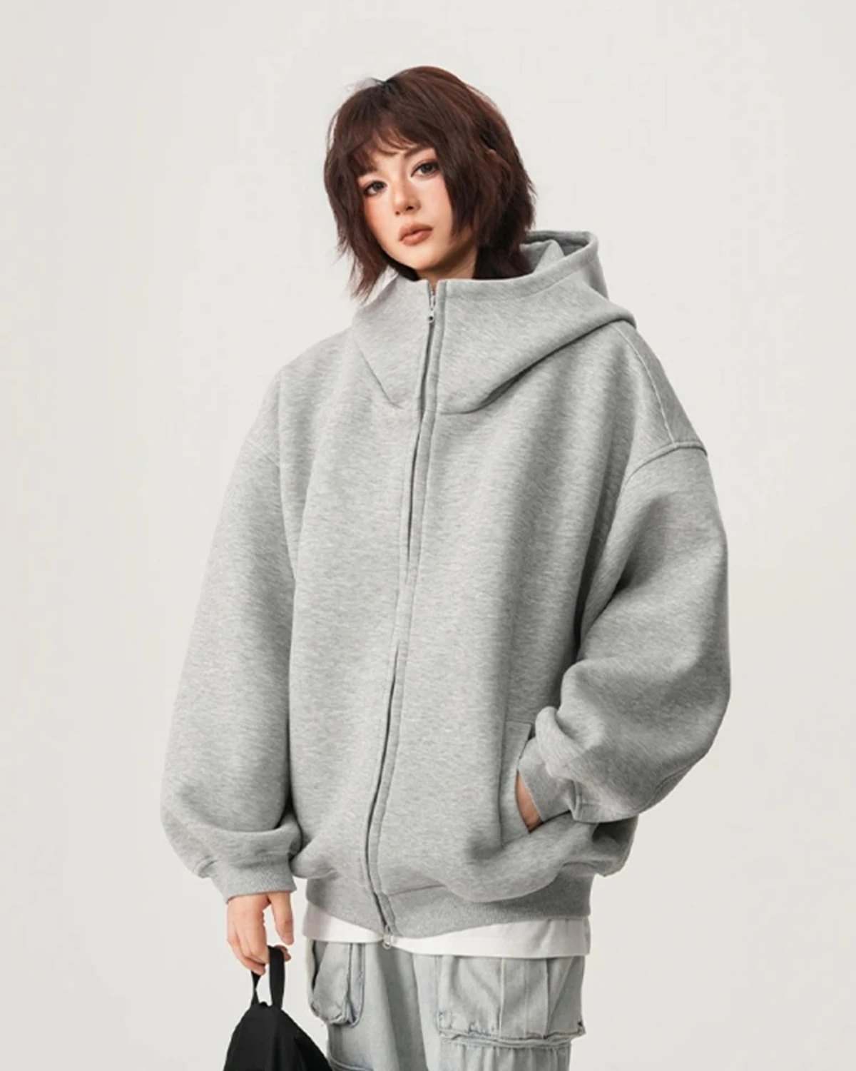 سترة بقلنسوة ثقيلة الوزن من American High Street تناسب الخريف بتصميم العلامة التجارية العصرية للزوجين سترة مفتوحة #4