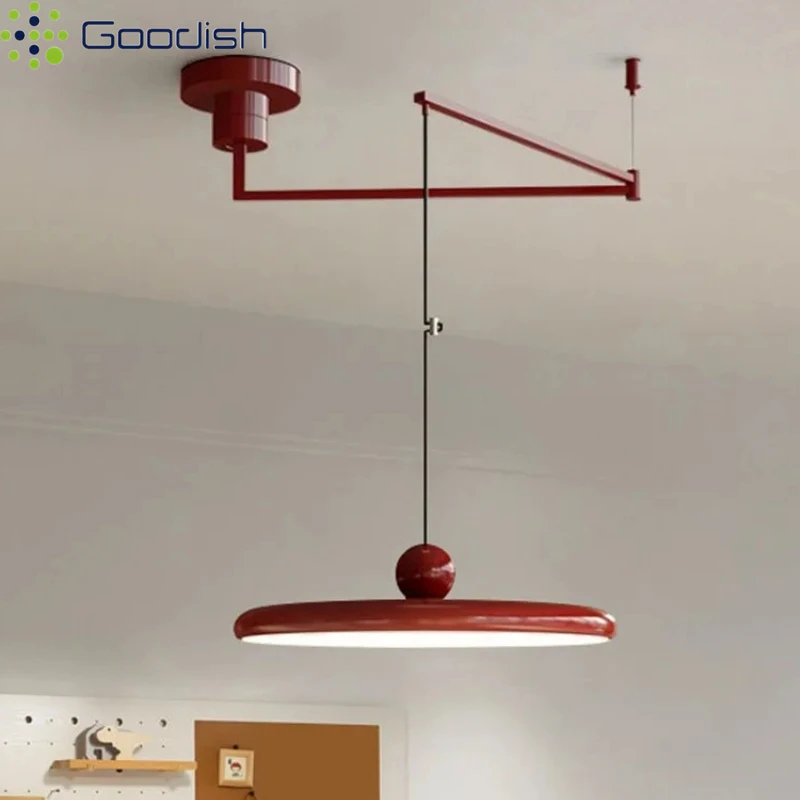 

French Cream Saucer LED Pendant Lights Adjustable Art Hanging Lamps for Living Dining Room Bedroom Home Decoration Chandelier