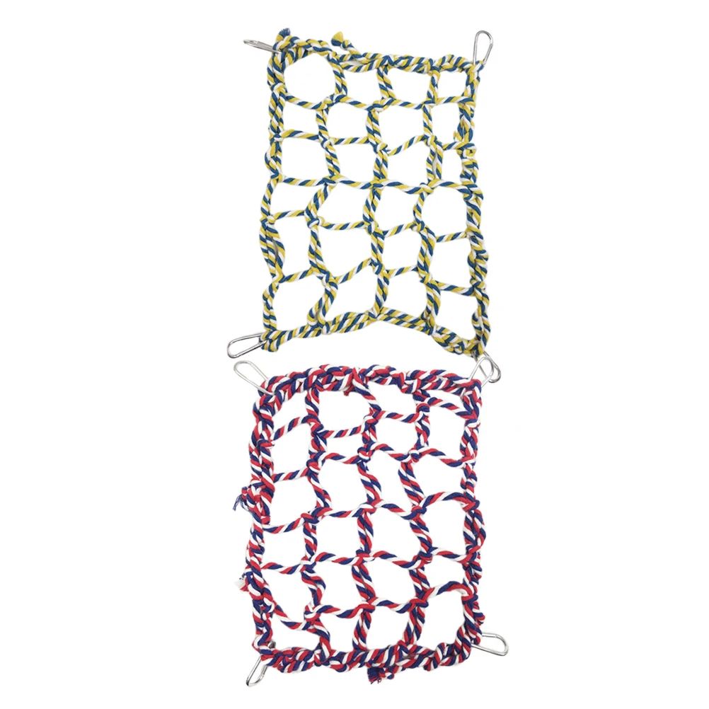 

2Pcs Colored Woven Climbing Nets Durable Pet Hammock Nets Hamster Parrot Squirrel Climbing Playing Hanging Net