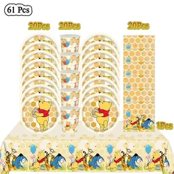 Disney Winnie the Pooh Birthday Party Supplies Pooh Kids Decorations Banner Cup Plate Balloons Table Cover Baby Shower Toy