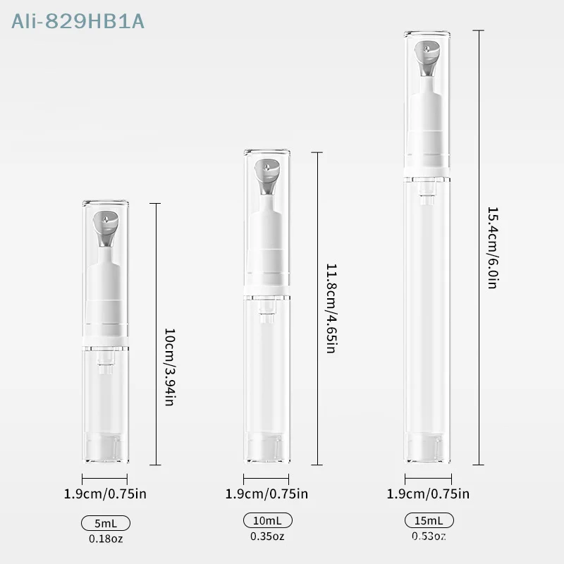 زجاجة كريم العين بدون هواء برأس معدني ، حاوية بلاستيكية فاخرة ، أداة تثبيت مسطحة ، 5 10 15
