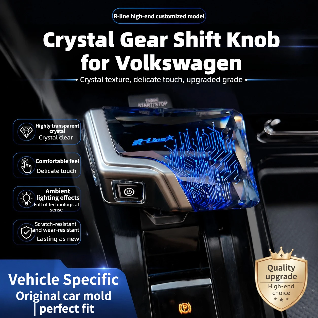 For VW Golf Teramont Lamando Viloran Tavendor Talagon Crystal Illuminated Gear Shift Knob Upgrade Original Finger-Style Shifter