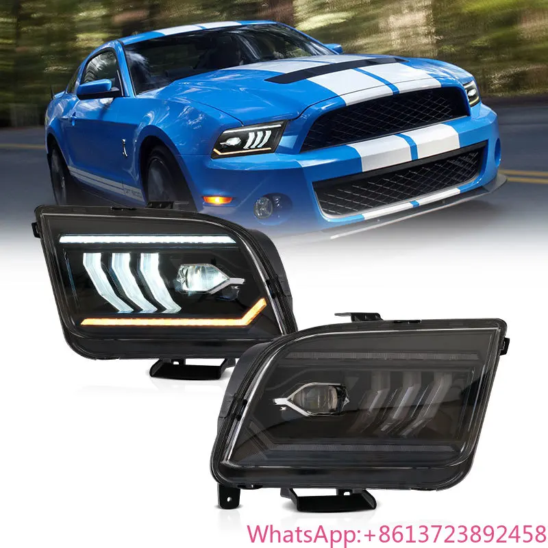 

VLAND Full LED Head Lights Sequential Turn Signal Car Front Lamp Assembly 2005-2009 Headlights for Ford MUSTANG