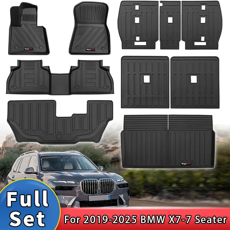 

BMW X7 G07 Floor Mats 2019-2025 7 Seat 3 Rows Cargo Liner Trunk Mat 2nd 3rd Row Backrest Mat Accessories for BMW X7