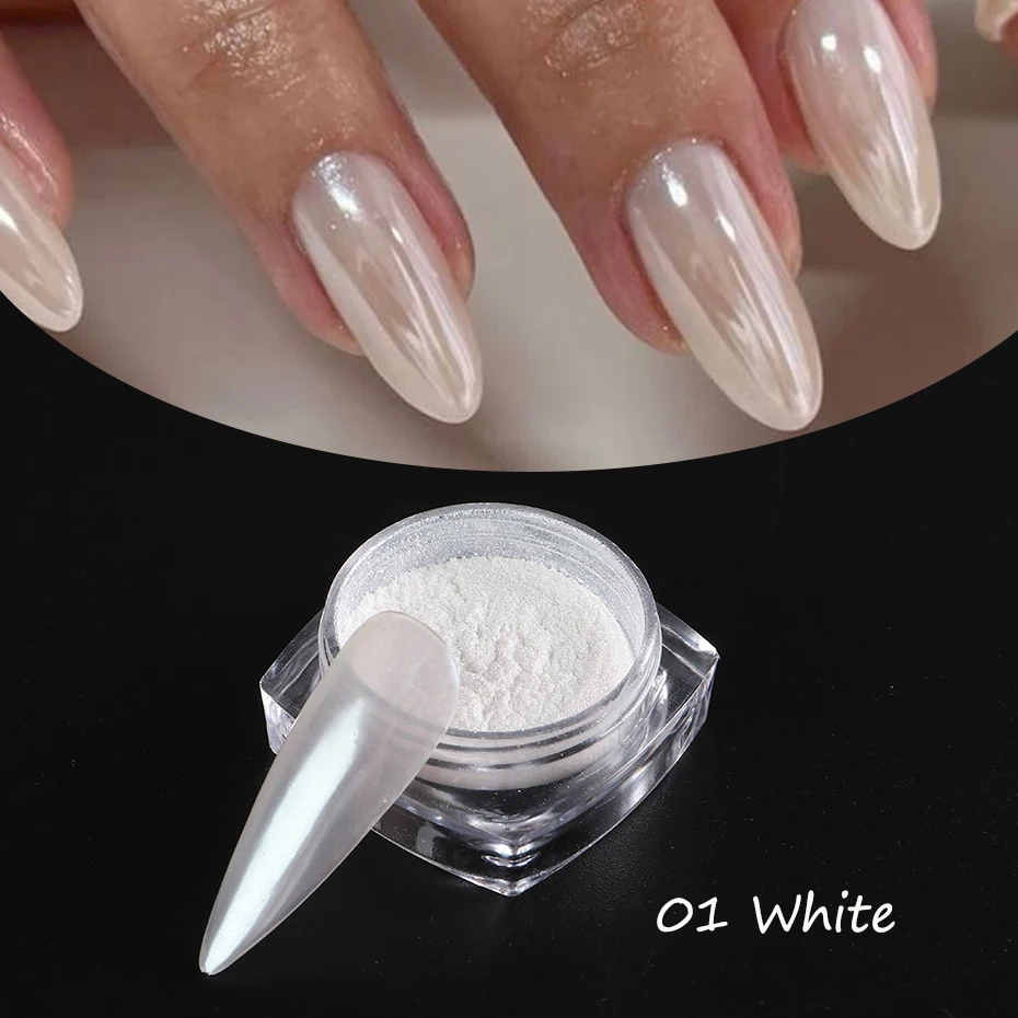 3pcs Pearl Effect ผงเล็บกระจก Aurora Chrome Mermaid Nails Art Powder Rainbow AB Magic Mirror Pearl Shell Powder อุปกรณ์