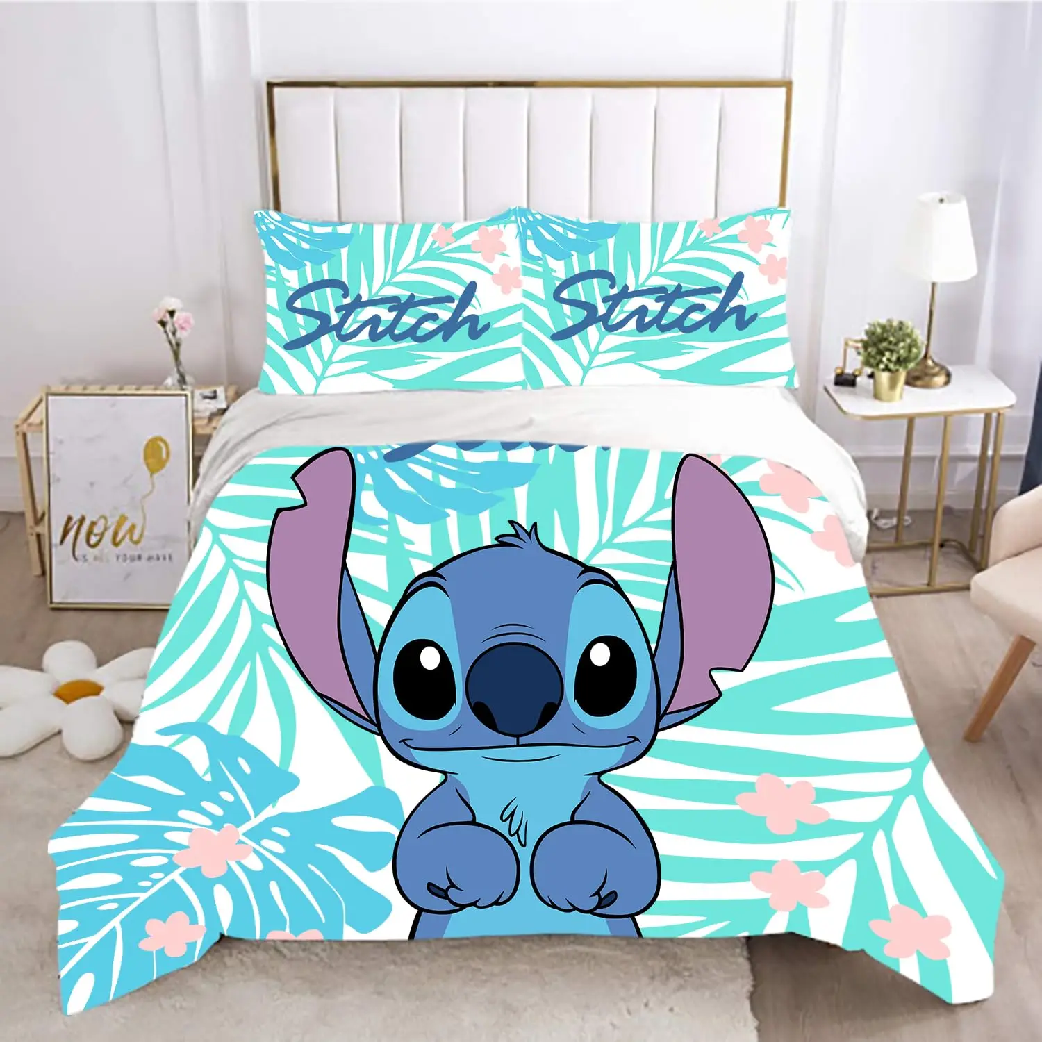 Duvet Cover Stitch Cartoon Kids Bedding Sets Anime Comforter Cover Sets Single Double Children Girls Boys Gifts Bedroom Decor