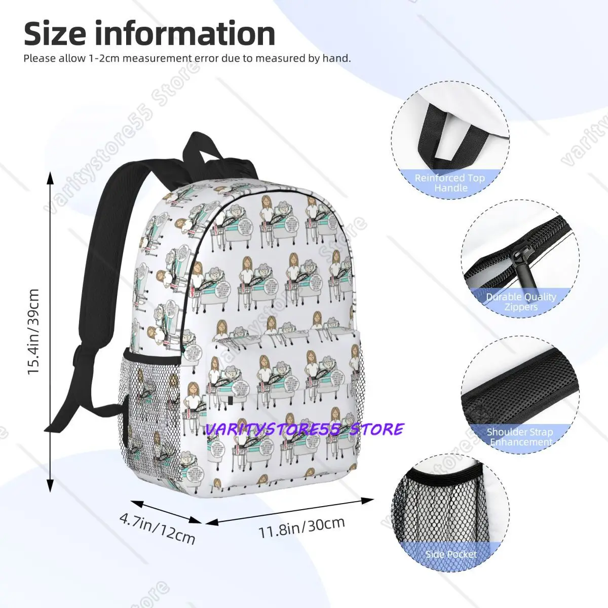 Enfermera En Apuros Backpack Student Boys Girls BookBag Kids School Bag Laptop Shoulder Bags for Men Women