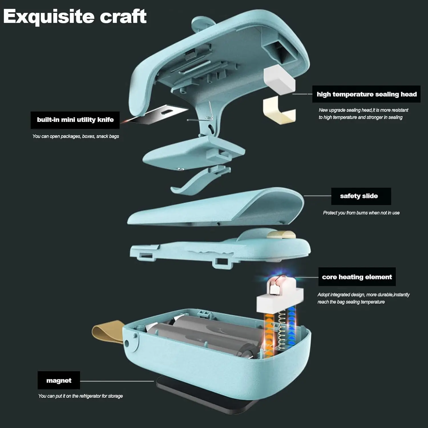 Mini Bag Sealer, Mini bag sealer heat seal,Bag Sealers, Heat Vacuum Sealer, 2 in 1 Heat Sealer and  with Lanyard, Portable Bag R